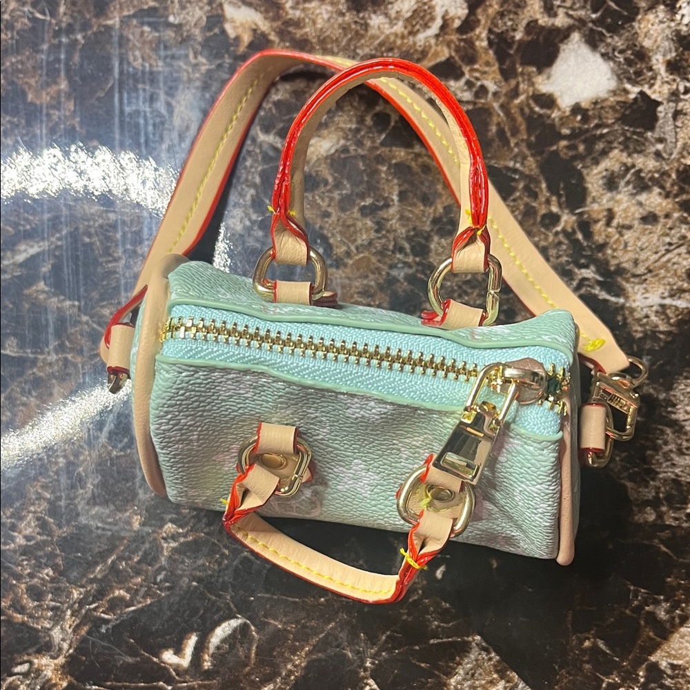Mint Green and Tan Women's Coin Purse Bag Charm